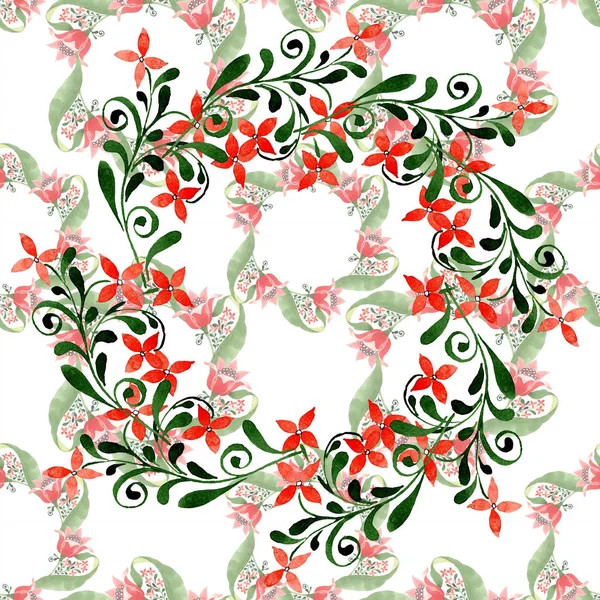 Flor botánica floral roja. Flor silvestre de hoja de primavera aislada. Conjunto de ilustración de fondo acuarela. Acuarela dibujo moda acuarela aislado. Marco borde ornamento cuadrado . - foto de stock