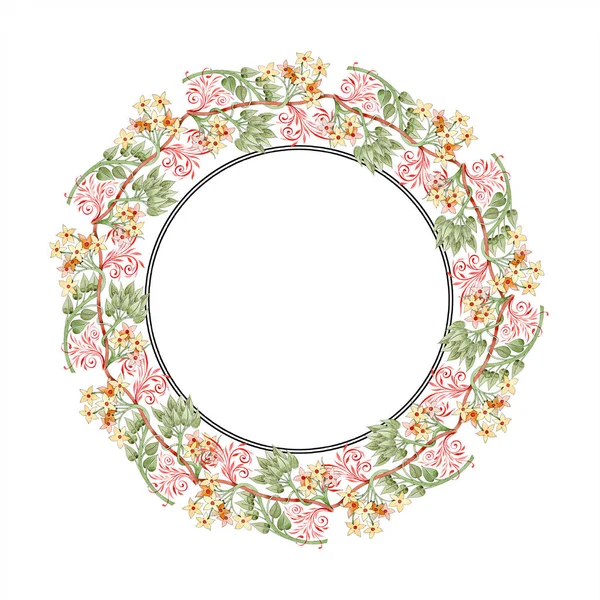 Ornement floral coloré avec tourbillons. Ensemble d'illustration de fond aquarelle. Cadre bordure ornement avec espace de copie . — Photo de stock