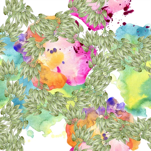 Ornement botanique floral coloré. Ensemble d'illustration aquarelle. Modèle de fond sans couture. Texture d'impression papier peint tissu . — Photo de stock