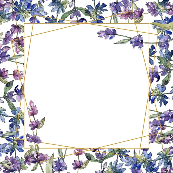 Violettem Lavendel. Aquarell-Illustrationsset vorhanden. nahtlose Hintergrundmuster. Stoff Tapete drucken Textur. — Stockfoto