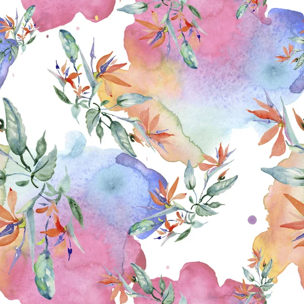 Blumensträuße botanische Blume. wildes Frühlingsblatt isoliert. Aquarell Hintergrundillustration Set. Aquarell zeichnen Mode-Aquarell. nahtlose Hintergrundmuster. Stoff Tapete drucken Textur. — Stockfoto