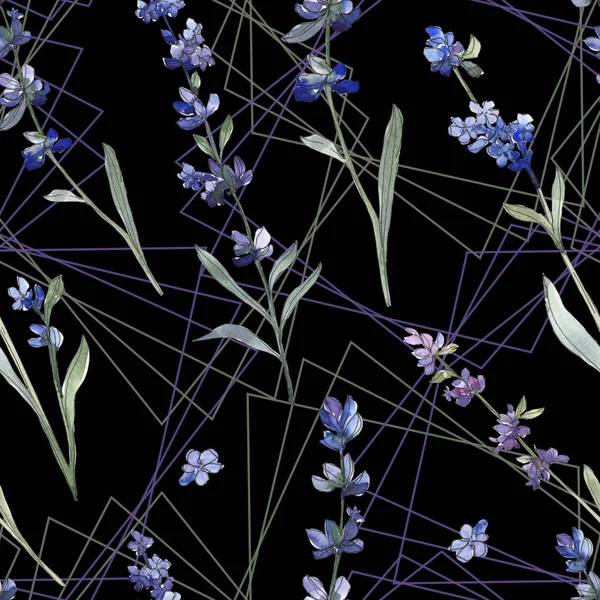 Fiore botanico viola lavanda. Fiordaliso selvatico. Set illustrazione acquerello. Acquerello disegno moda acquerello isolato. Modello di sfondo senza soluzione di continuità. Tessuto carta da parati stampa texture . — Foto stock