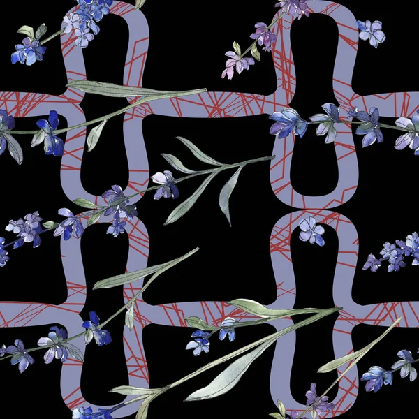 Фиолетовый ботанический цветок из лаванды. Дикий весенний цветок. Набор акварельных рисунков. Акварель акварель акварель изолирована. Бесшовный рисунок фона. Текстура ткани для печати обоев . — стоковое фото