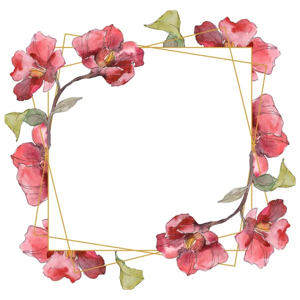 Rouge isolé sur pivoines blanches aquarelle fond illustration ensemble. Cadre bordure ornement avec espace de copie . — Photo de stock