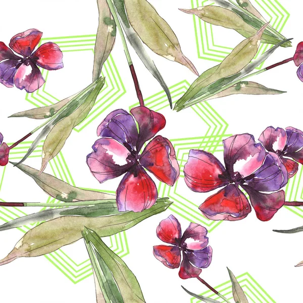Isolierte Tulpen mit grünen Blättern nahtlos Hintergrundmuster. Textur für Stofftapeten. Aquarell-Illustrationsset. — Stockfoto
