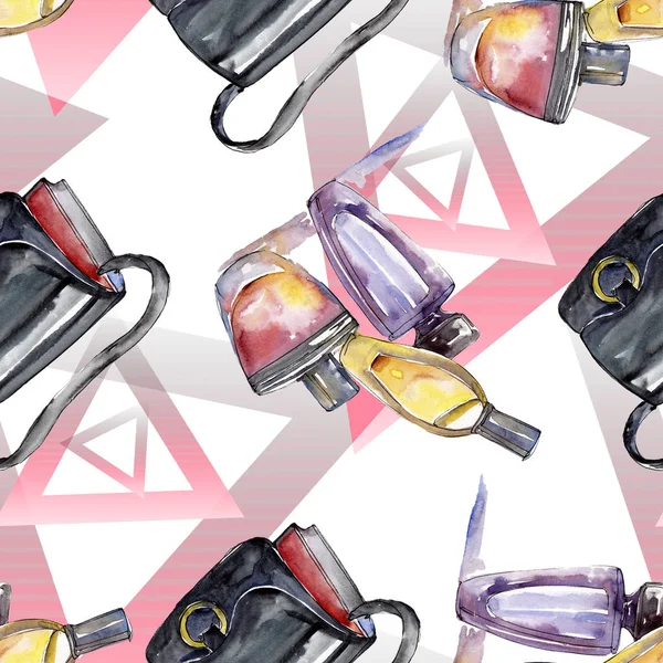 Fashionable sketch fashion glamour illustration in a watercolor style element. Clothes accessories set trendy vogue outfit. Watercolour set seamless background pattern. Fabric wallpaper print texture. — Stock Photo