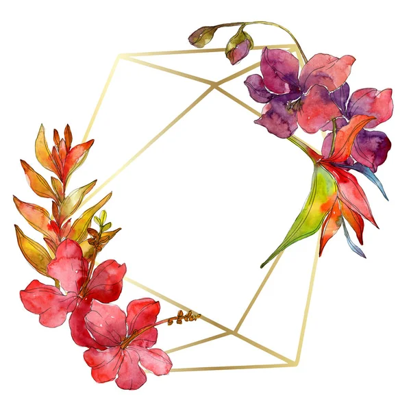 Blüten isoliert auf weiß. Aquarell Hintergrundillustration Set. Rahmen-Bordüre mit Kopierraum. — Stockfoto