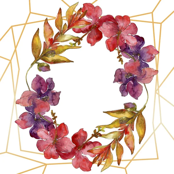 Blüten isoliert auf weiß. Aquarell Hintergrundillustration Set. Rahmen-Bordüre mit Kopierraum. — Stockfoto