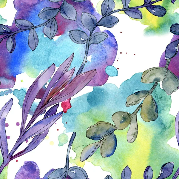 Suculenta flor botánica floral. Hoja de primavera salvaje aislada. Juego de ilustración en acuarela. Acuarela dibujo moda aquarelle. Patrón de fondo sin costuras. Textura de impresión de papel pintado de tela . — Stock Photo