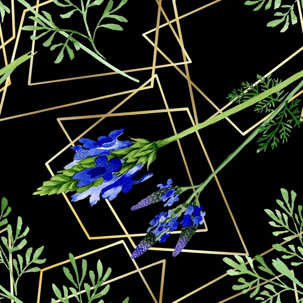 Blauviolette Lavendelblüte. wildes Frühlingsblatt Wildblume isoliert. Aquarell-Illustrationsset vorhanden. Aquarell zeichnen Mode-Aquarell. nahtlose Hintergrundmuster. Stoff Tapete drucken Textur. — Stockfoto