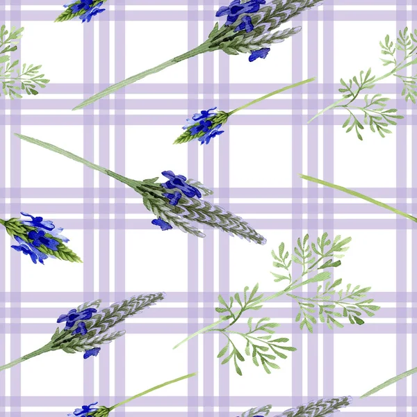 Fiore di lavanda viola blu. Fiore selvatico primaverile isolato. Set illustrazione acquerello. Acquerello disegno moda acquerello. Modello di sfondo senza soluzione di continuità. Tessuto carta da parati stampa texture . — Foto stock