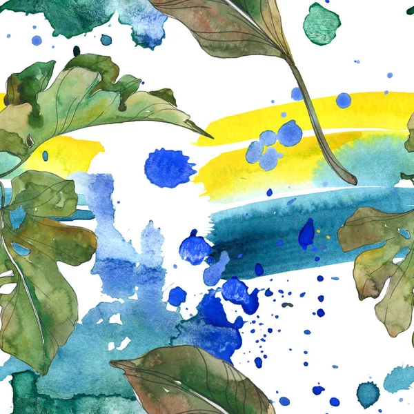 Été hawaïen tropical exotique. Feuilles de palmier. Ensemble d'illustration aquarelle. Aquarelle dessin mode aquarelle isolé. Modèle de fond sans couture. Texture d'impression papier peint tissu . — Photo de stock