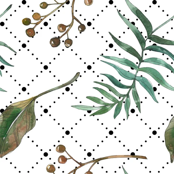 Exotic tropical hawaiian summer. Palm beach tree leaves. Watercolor illustration set. Watercolour drawing fashion aquarelle isolated. Seamless background pattern. Fabric wallpaper print texture. — Stock Photo
