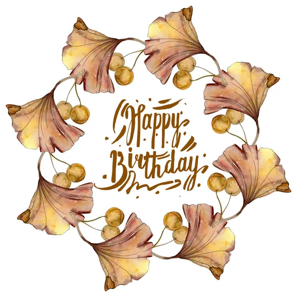 Verde vermelho ginkgo biloba folhas. Conjunto ilustração fundo aquarela. Quadro borda ornamento quadrado . — Fotografia de Stock