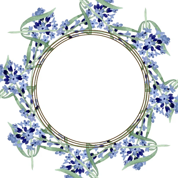 Fiore botanico floreale di lavanda viola. Acquerello sfondo illustrazione set. Quadrato ornamento bordo cornice . — Foto stock