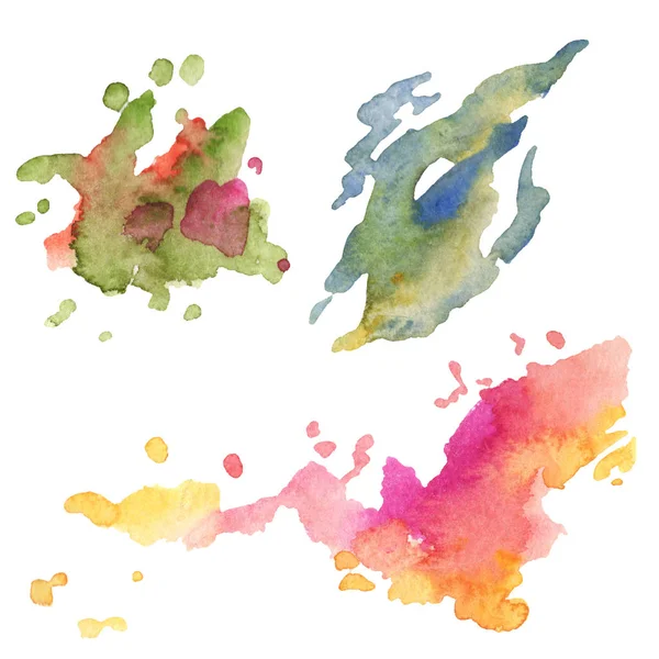 Abstrait aquarelle papier éclaboussures formes dessin isolé. Illustration aquarelle pour fond . — Photo de stock