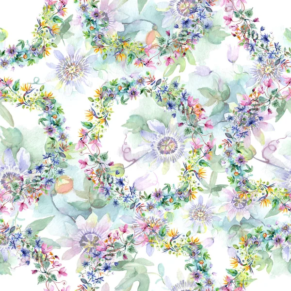 Bouquet floral botanical flowers. Watercolor background illustration set. Seamless background pattern. — Stock Photo