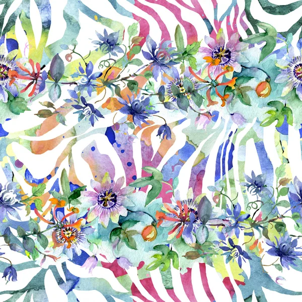 Букет квіткових ботанічних квітів. Набір ілюстрацій для акварельного фону. Безшовний візерунок тла . — стокове фото