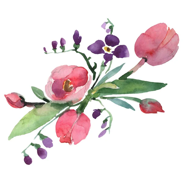 Bouquet floreale fiori botanici. Acquerello sfondo illustrazione set. Mazzi isolati elemento illustrazione . — Foto stock