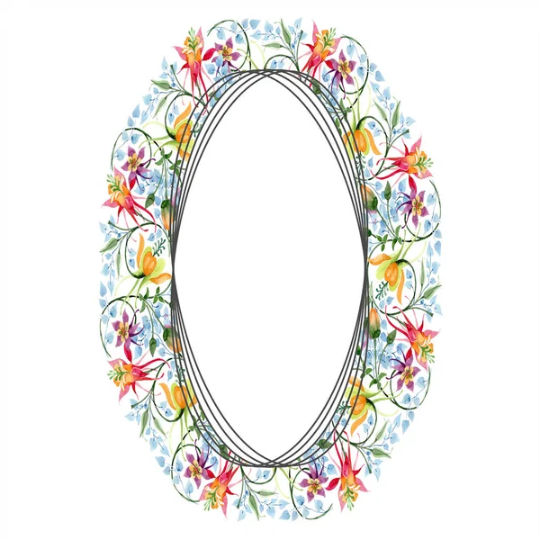 Ornamento flor botânica floral. Folha selvagem primavera wildflower isolado. Conjunto de ilustração de fundo aquarela. Aquarelle desenho aquarelle moda isolado. Quadro borda ornamento quadrado . — Fotografia de Stock