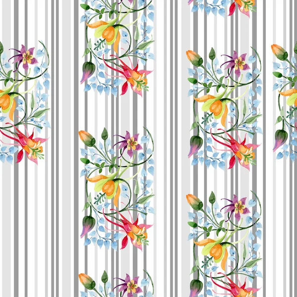 Ornament floral botanical flower. Watercolor background illustration set. Watercolour drawing fashion aquarelle isolated. Seamless background pattern. Fabric wallpaper print texture. — Stock Photo