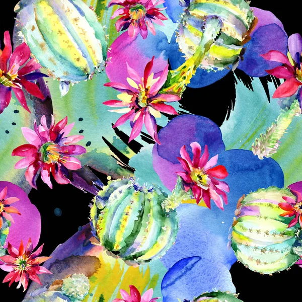 Un cactus vert. Fleur botanique florale. Feuille sauvage de printemps fleur sauvage isolée. Modèle de fond sans couture . — Photo de stock