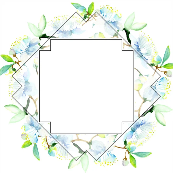 Bouquet floreale fiore botanico. Fiore selvatico primaverile isolato. Acquerello sfondo illustrazione set. Acquerello disegno moda acquerello isolato. Quadrato ornamento bordo cornice . — Foto stock