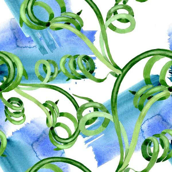 Зеленые сочные цветочные ботанические цветы. Набор акварельных фонов. Бесшовный рисунок фона . — стоковое фото