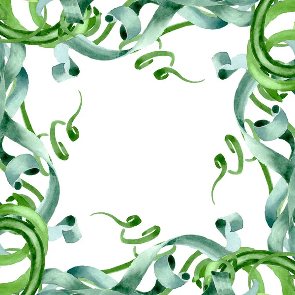 Зеленые сочные цветочные ботанические цветы. Набор акварельных фонов. Граничный орнамент . — стоковое фото