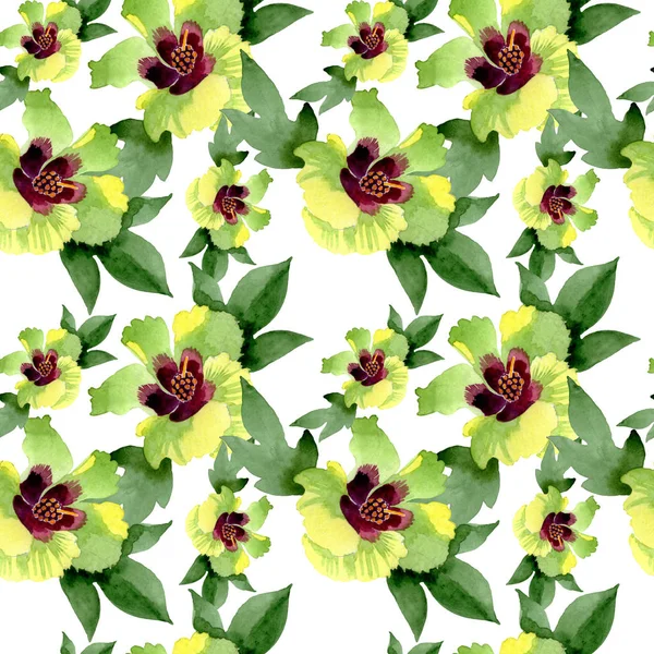 Cotton floral botanical flowers. Wild spring leaf wildflower. Watercolor illustration set. Watercolour drawing fashion aquarelle. Seamless background pattern. Fabric wallpaper print texture. — Stock Photo