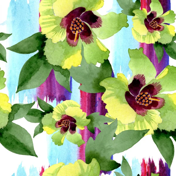 Botanische Baumwollblumen. wilde Frühlingsblume. Aquarell-Illustrationsset vorhanden. Aquarell zeichnen Mode-Aquarell. nahtlose Hintergrundmuster. Stoff Tapete drucken Textur. — Stockfoto