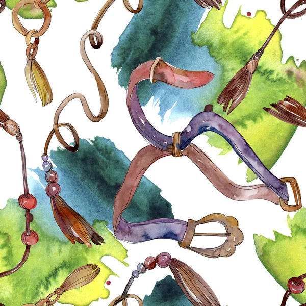 Belts sketch fashion glamour illustration. Clothes accessories set trendy outfit. Watercolor background illustration set. Watercolour drawing fashion aquarelle. Isolated belts element. — Stock Photo