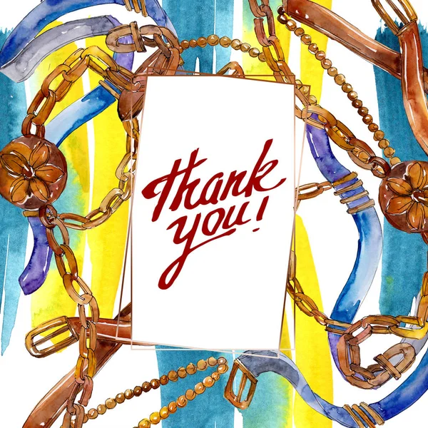 Gürtel und Kette Mode Glamour Illustration. Zubehör Aquarell Set. — Stockfoto