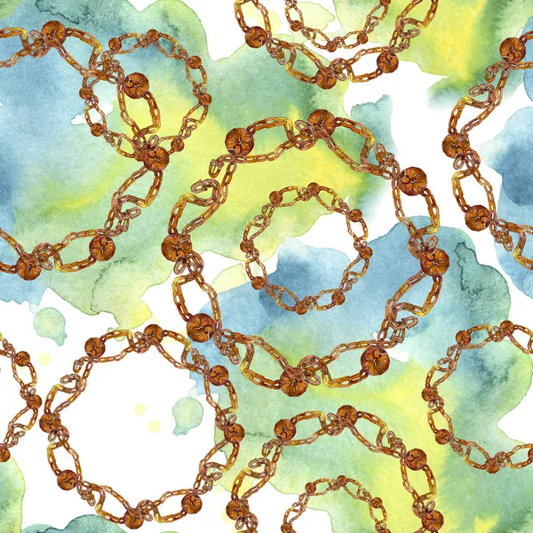 Illustrazione glamour moda cintura e catena. Accessori acquerello set . — Foto stock