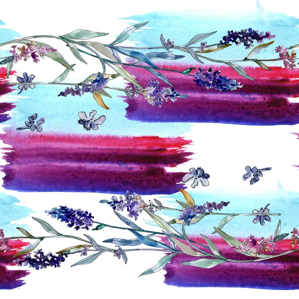 Lavender floral botanical flowers. Watercolor background illustration set. Seamless background pattern. — Stock Photo