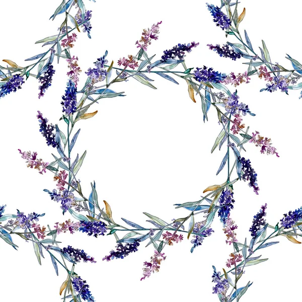 Fleurs botaniques florales de lavande. Ensemble d'illustration de fond aquarelle. Cadre bordure ornement carré
. — Photo de stock