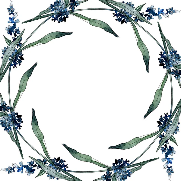 Fiori botanici floreali di lavanda. Acquerello sfondo illustrazione set. Quadrato ornamento bordo cornice . — Foto stock