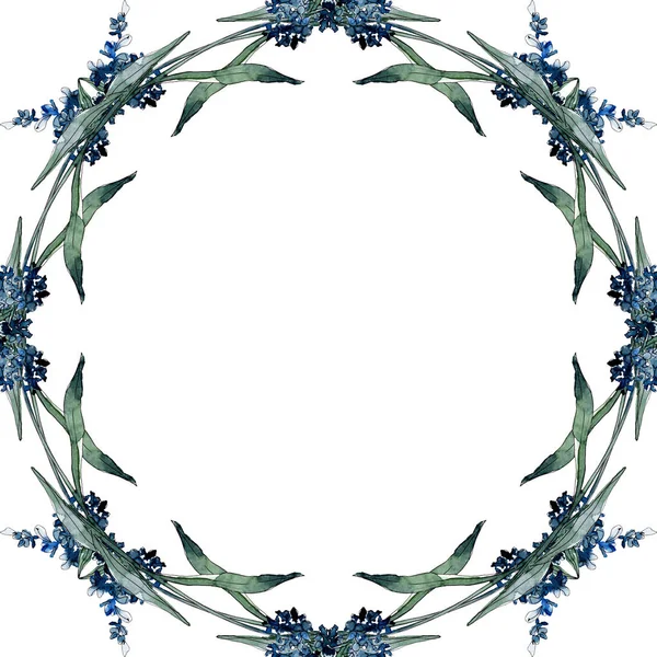 Fiori botanici floreali di lavanda. Acquerello sfondo illustrazione set. Quadrato ornamento bordo cornice . — Foto stock