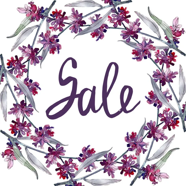 Lavender floral botanical flowers. Wild spring leaf wildflower isolated. Watercolor background illustration set. Watercolour drawing fashion aquarelle isolated. Frame border ornament square. — Stock Photo