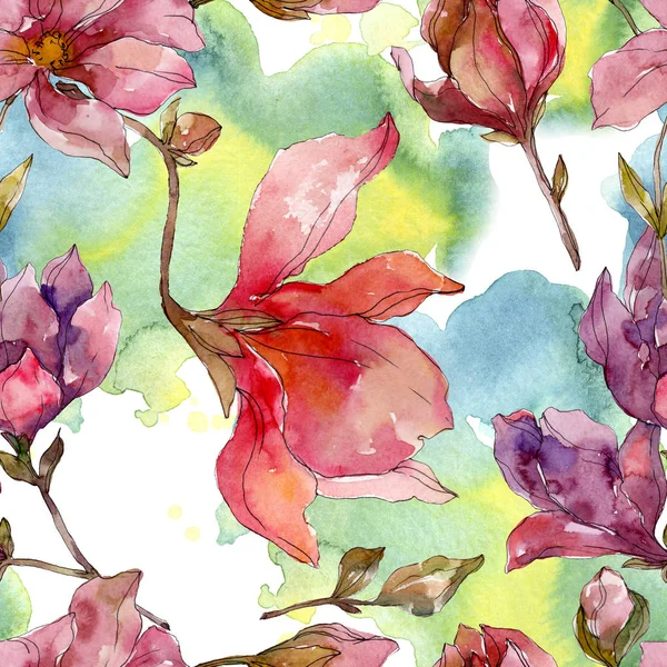 Camelia fleurs botaniques florales. Ensemble d'illustration de fond aquarelle. Modèle de fond sans couture . — Photo de stock