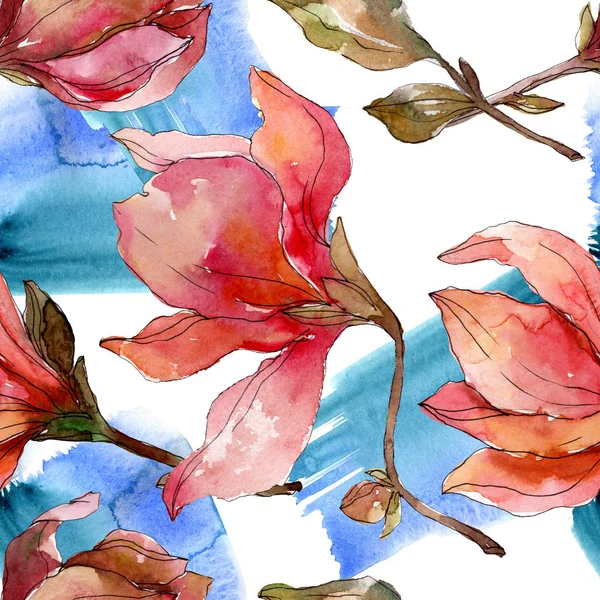 Camelia florale botanische blumen. Aquarell Hintergrundillustration Set. nahtloses Hintergrundmuster. — Stockfoto