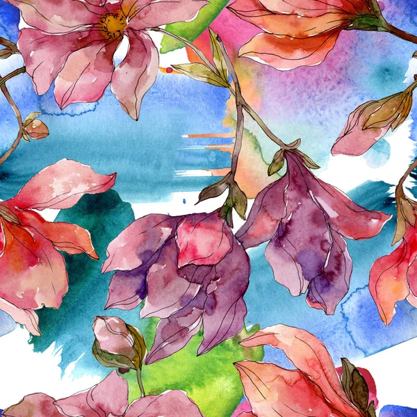 Camelia florale botanische blumen. Aquarell Hintergrundillustration Set. nahtloses Hintergrundmuster. — Stockfoto