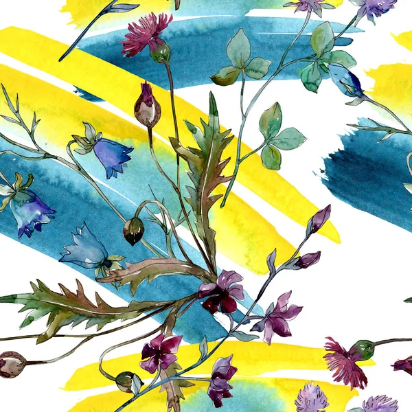 Wildblumen florale botanische Blumen. Aquarell Hintergrundillustration Set. nahtloses Hintergrundmuster. — Stockfoto