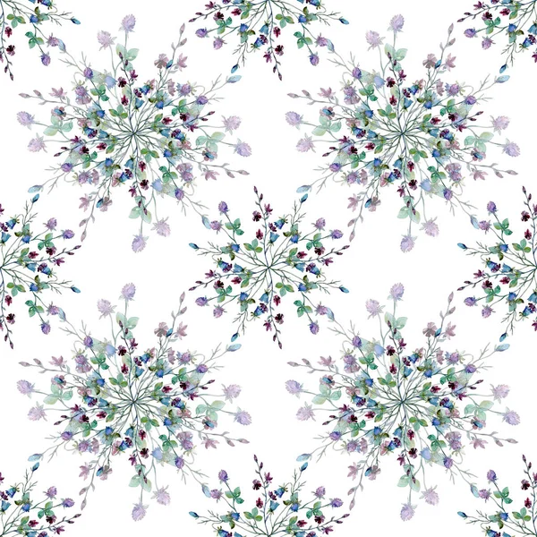 Wildflowers floral botanical flowers. Watercolor background illustration set. Seamless background pattern. — Stock Photo