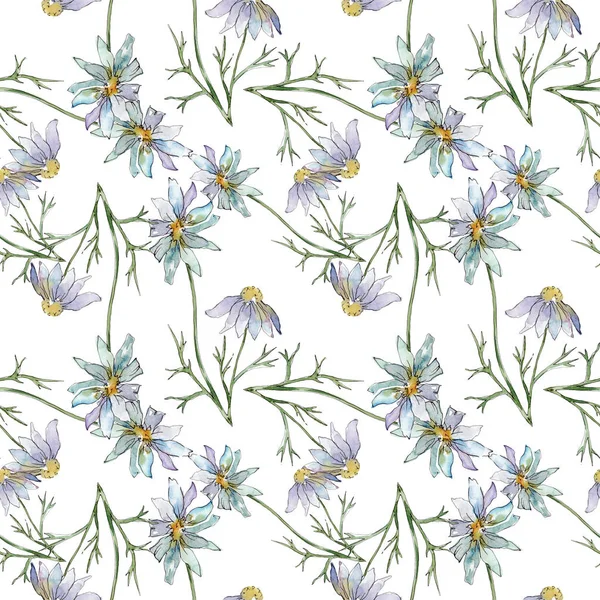 Wildflowers floral botanical flowers. Wild spring leaf wildflower. Watercolor illustration set. Watercolour drawing fashion aquarelle. Seamless background pattern. Fabric wallpaper print texture. — Stock Photo