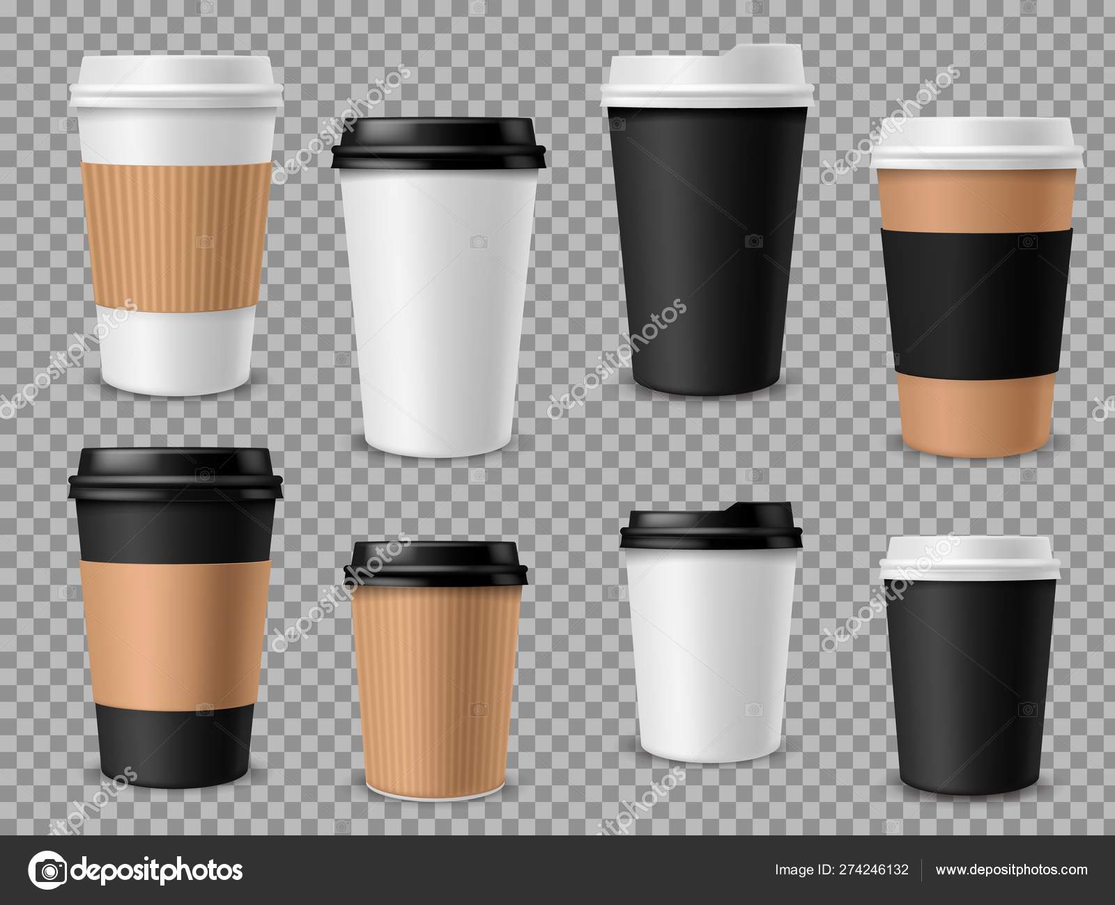 Download Paper Coffee Cups Set White Paper Cups Blank Brown Container With Lid For Latte Mocha Cappuccino Drinks Realistic Vector 3d Mockups Stock Vector Royalty Free Vector Image By C Yummybuum 274246132