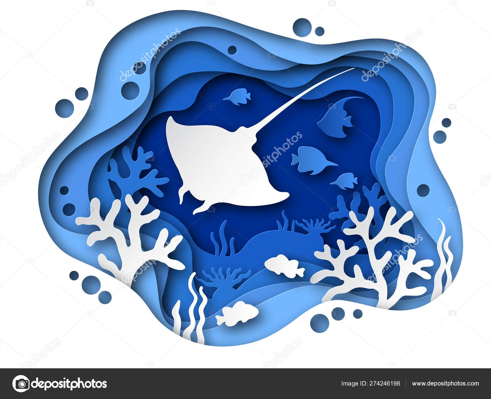 Download Underwater Paper Cut Ocean Bottom With Sea Animals Corals And Fish Silhouettes Tropical Seabed Paper Layered Cave Vector Background Vector Image By C Yummybuum Vector Stock 274246198