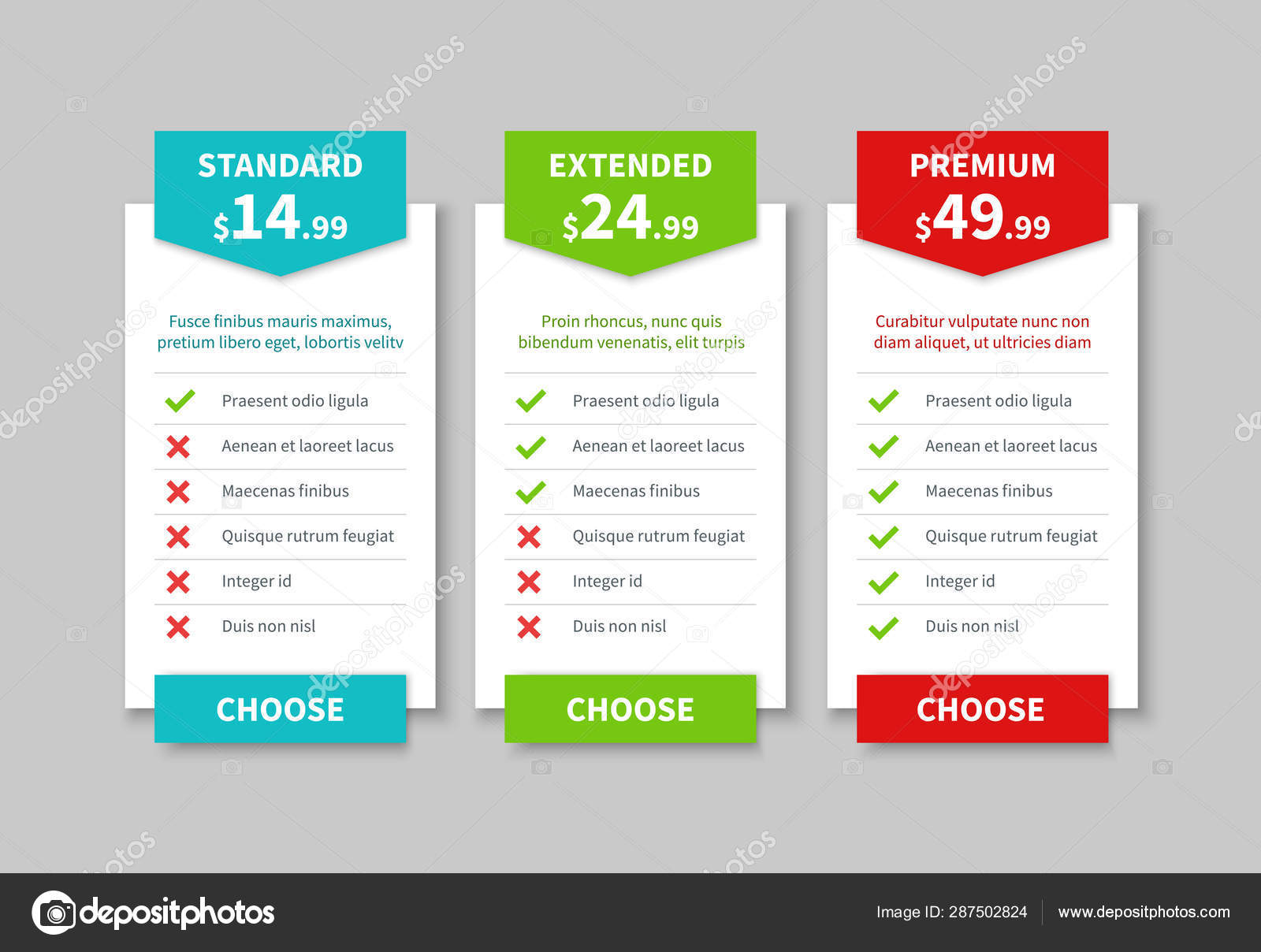 Stock Photo Comparison Chart