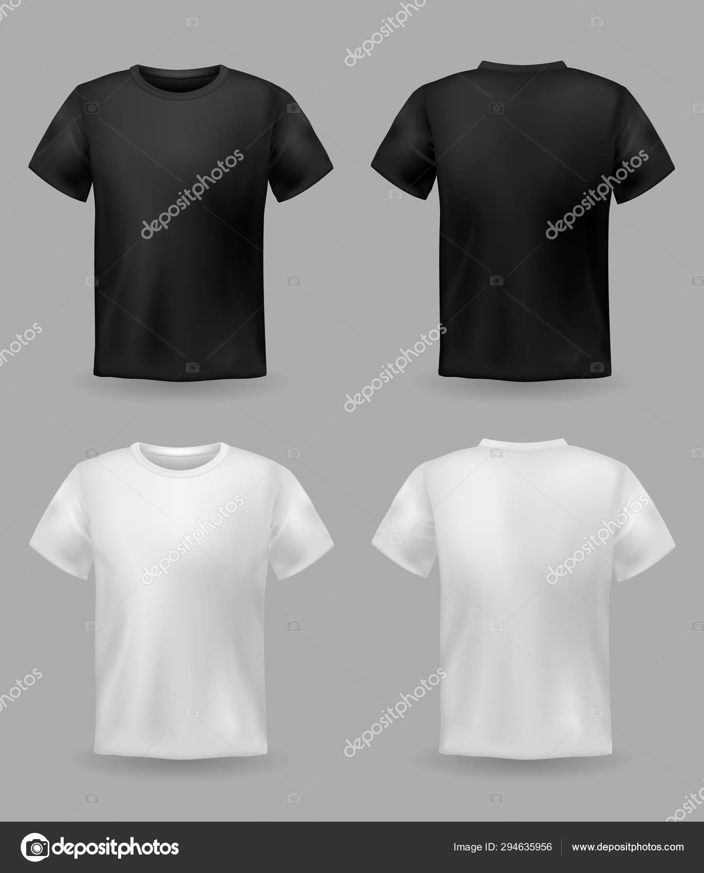 Download White And Black T Shirt Mockup Sport Blank Shirt Template Front And Back View Men And Women Clothes For Fashion Print Vector Set Vector Image By C Yummybuum Vector Stock 294635956