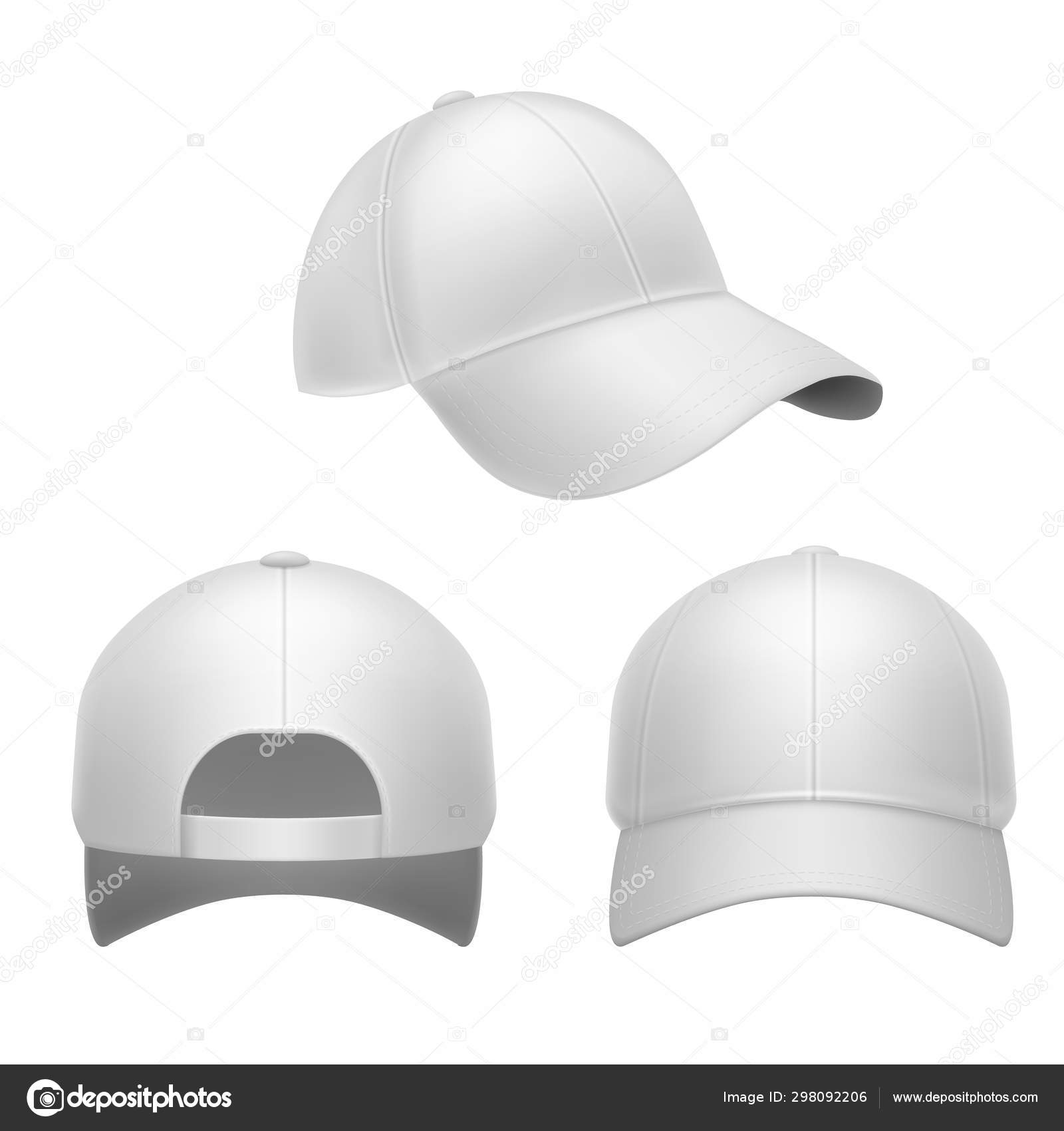 Download White Baseball Cap 3d Mockup Hat Head Caps Back Front And Side View Corporate Uniform Clothes Realistic Fashion Vector Template Stock Vector Image By C Yummybuum 298092206